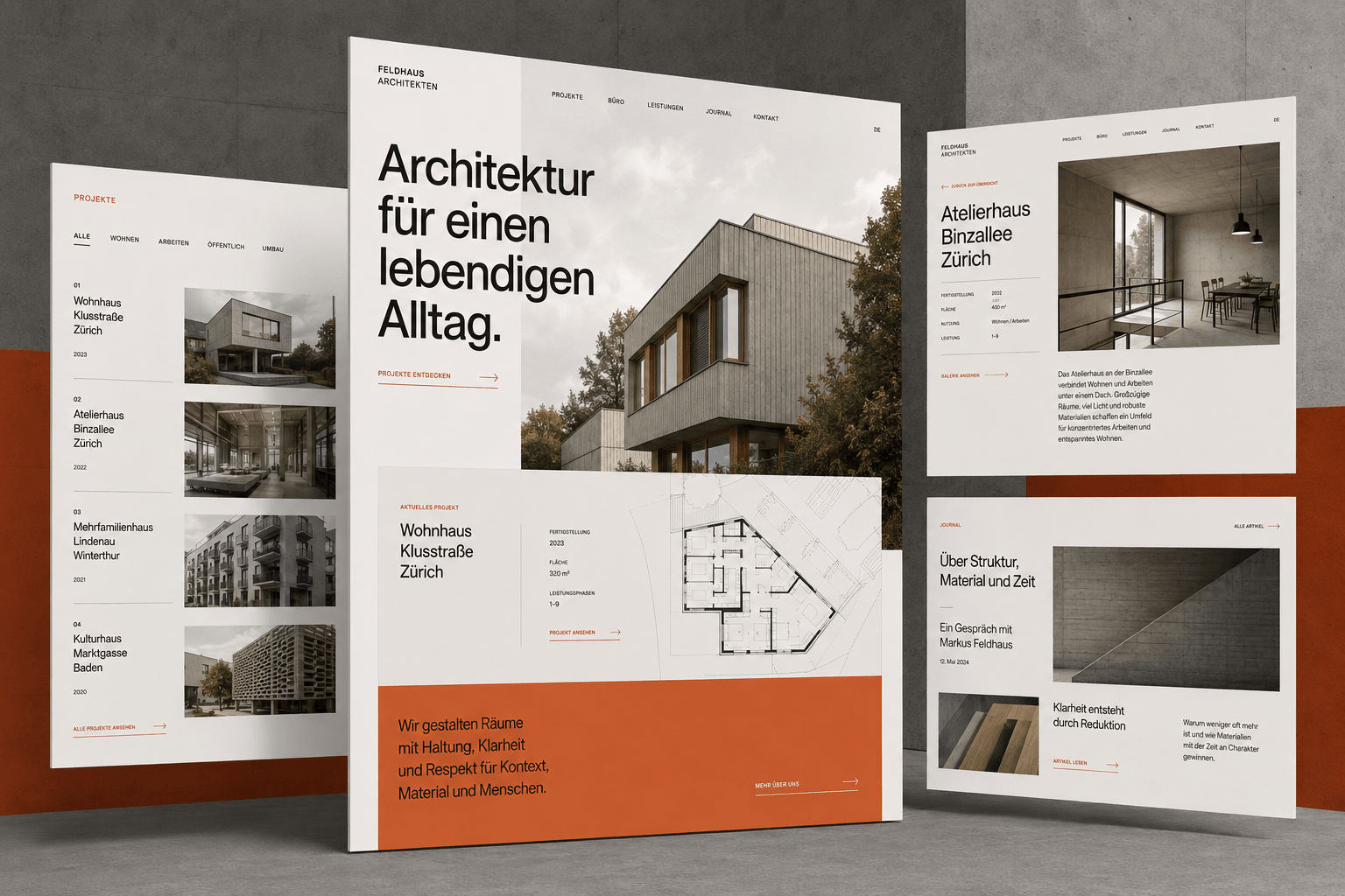 Architektur-Website-Mockup für Studio Raster.