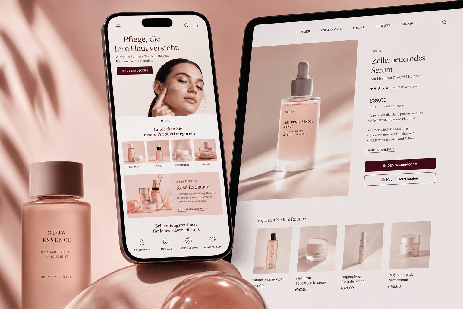 Skincare-E-Commerce-Mockup für Neya.